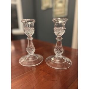 Cristal d'Arques Durand Longchamp Crystal Candlestick Holder‎ (2) 6.5"